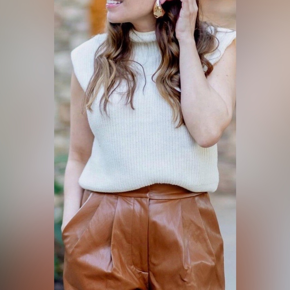 Anthropologie x TwentySixHundred faux leather cargo pants camel color size 10 - Picture 4 of 10